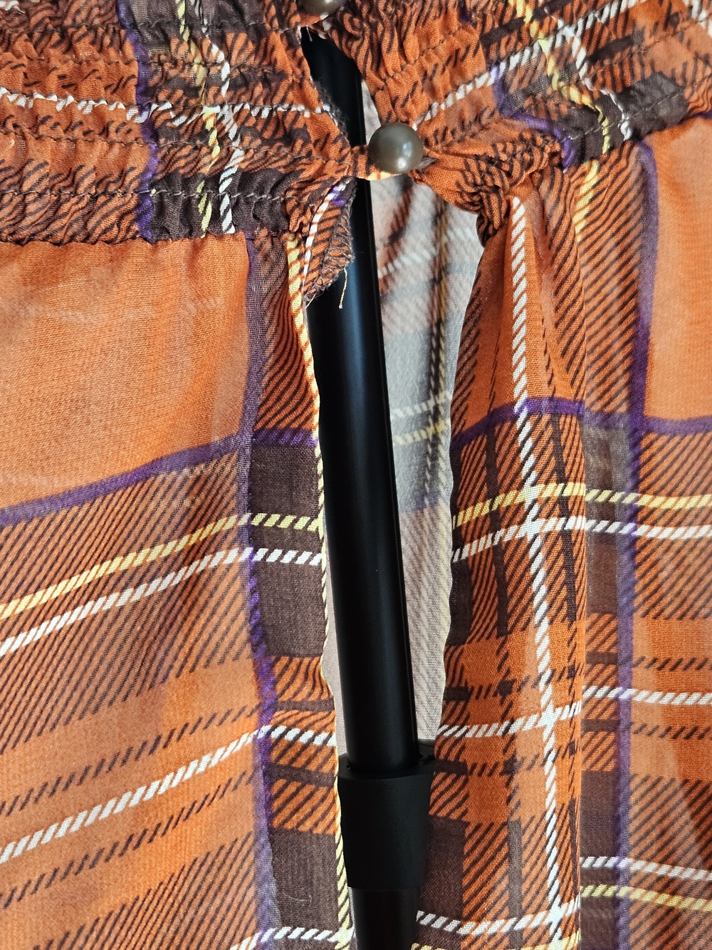 Ali & Kris Plaid Off-The-Shoulder Smocked Blouse M - Picture 6 of 9